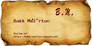 Bakk Márton névjegykártya