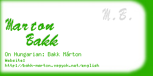 marton bakk business card